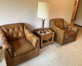 Vintage 1960's Kroehler Furniture chairs w vinyl upholstery