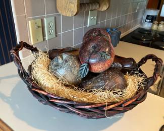 Basket of porcelain fruit