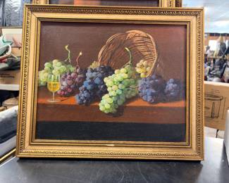 M. V. Millan mid-century oil on canvas still life paintings