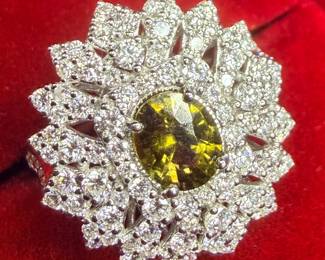 Alexandrite and diamond ring
