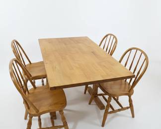Solid Maple Butcher Block Dining Set with Spindle Chairs
