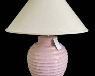 Vintage Pink Ribbed Plaster Table Lamp