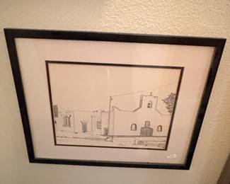 Pen and Ink Architectural Drawing of Mission San Francisco de la Espada