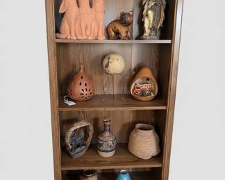 Oak Mission Style Bookcase with Southwestern Decor
