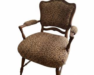 French Louis XV Style Leopard Print Armchair