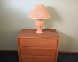 Vintage s Laminate ThreeDrawer Nightstand and Ceramic Table Lamp