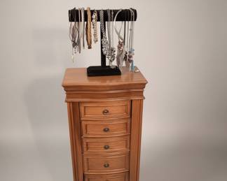 Traditional Drawer Wooden Jewelry Armoire with Queen Anne Legs