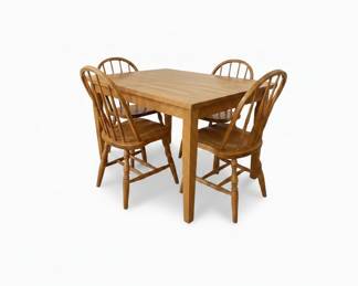 Solid Maple Butcher Block Dining Set with Spindle Chairs second image