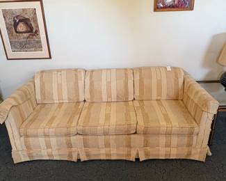 Vintage Striped Upholstered Sofa