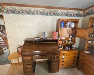 roll top desk and china cabinets