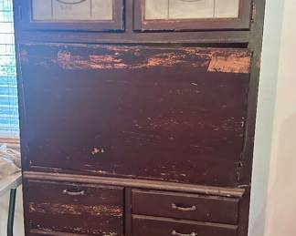 Antique Hoosier Cabinet with Breadbox and Enamel Surface - NEEDS WORK