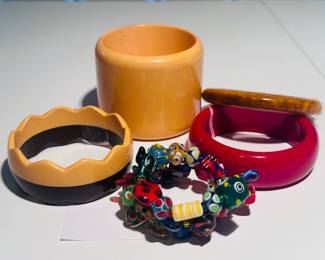 Bakelite and Glass Bead Bracelets