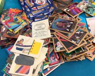 Baseball basketball Pokémon cards, garbage, pail kid cards