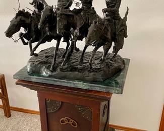 Frederic Remington After "Coming Through the Rye" 32 wide,27 deep, 29 high including base , the pedestal is separate, see details