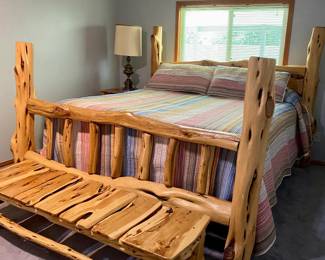 "Log Beds" hand made in Medina Texas King Size Cedar Logs Bed is $1,900