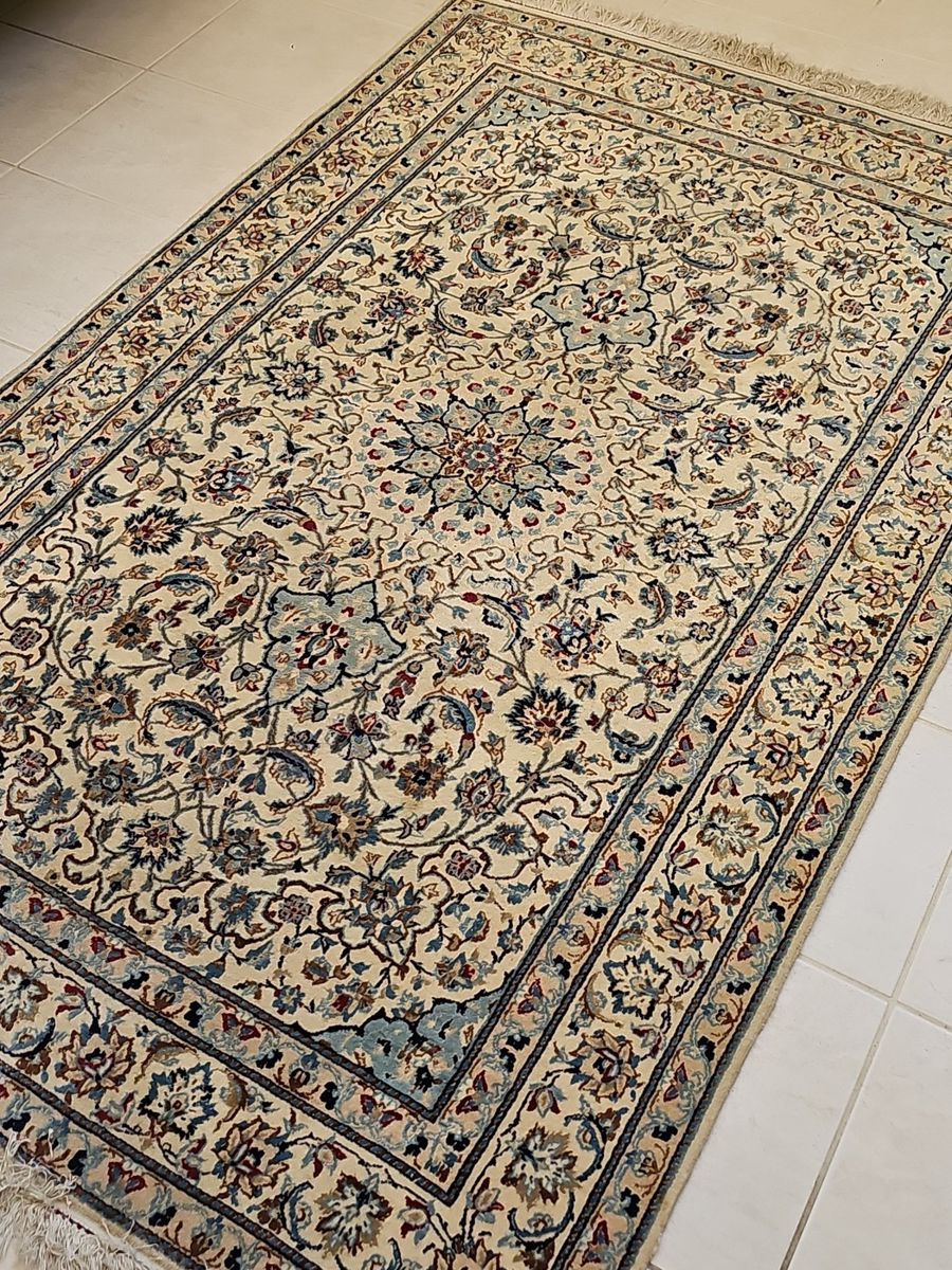 Hand-Knotted Nain Persian Silk Rug