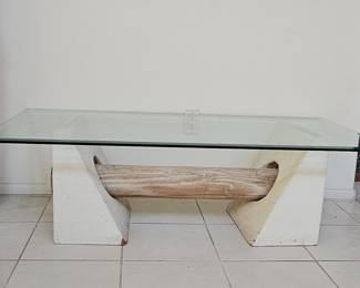 Brutalist Driftwood and Plaster Coffee Table