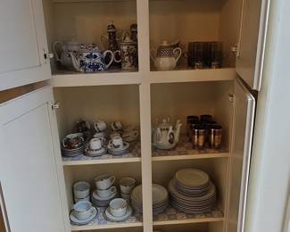 Assorted Vintage Teapots, Cups, Saucers, and Plates