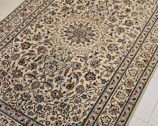 Hand-Knotted Nain Persian Silk Rug