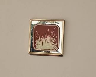 Vintage 1970s Academy Arts Reverse-Painted Botanical Mirror Set