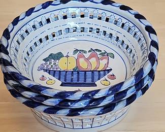 Blue and White Pierced Fruit Bowl