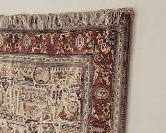 Pictorial Garden-Style Hand-Knotted Wool Persian Rug