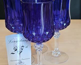 Cristal d'Arques-Durand Longchamp 25th Anniversary Cobalt Goblets