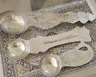 Vintage Indian/Middle Eastern Silver Pooja Spoons