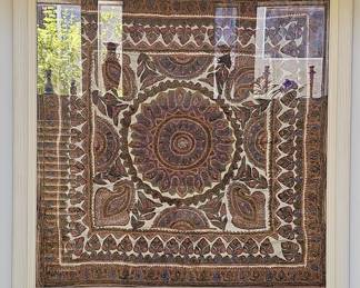 Antique Persian Hand-Embroidered Textile Panel with Paisley and Floral Motifs