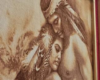 Vintage Lee Bogle "Eternal Soul Mates" Native American Themed Sand Art