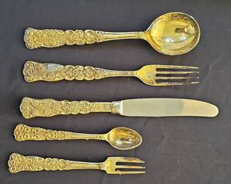 Vintage Gold-Plated Stainless Flatware Set - National Stainless
