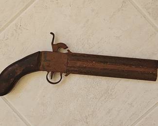 Antique Double-Barrel Percussion Pistol (Relic Condition)