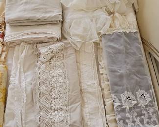 Collection of Vintage French Lace and Embroidered Linens