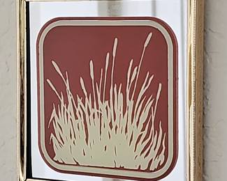 Vintage 1970s Academy Arts Reverse-Painted Botanical Mirror Set