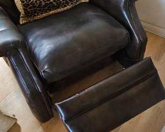Dark Brown Genuine Leather Recliner Armchair