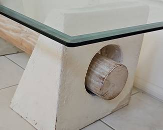 Brutalist Driftwood and Plaster Coffee Table
