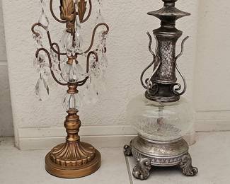 Vintage Hollywood Regency Crystal Candelabra and Decorative Urn Lamp