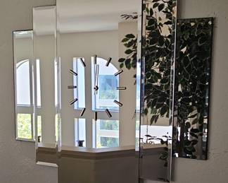 Mid-Century Modern Multi-Panel Mirrored Wall Clock