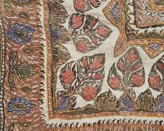 Antique Persian Hand-Embroidered Textile Panel with Paisley and Floral Motifs