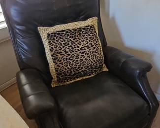 Dark Brown Genuine Leather Recliner Armchair