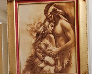Vintage Lee Bogle "Eternal Soul Mates" Native American Themed Sand Art