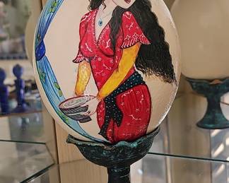 Hand-Painted Ostrich Egg with Persian Figure