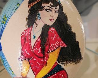 Hand-Painted Ostrich Egg with Persian Figure
