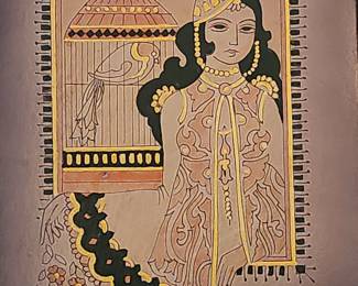Persian Qajar Painting on Leather