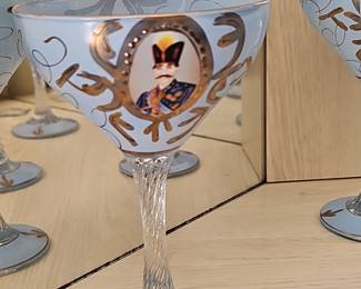 Vintage Qajar Persian Portrait Goblets