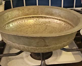 Vintage Hand-Hammered Aluminum Rice Strainer