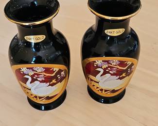 Pair of Japanese Chokin Art Vases