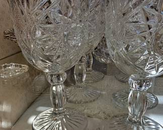 Libbey Hobstar Pattern Cut Glass Goblets