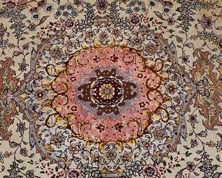 Hand-Knotted Persian Tabriz Floral Medallion Rug