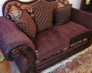Furniture of America Franklin Burgundy Sofa and Loveseat Set